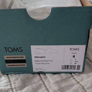 Toms Natural Gold Foil Floral Blooms Flats